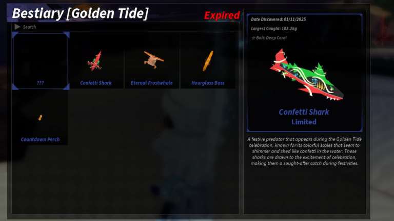 جميع الأسماك الخمسة المحدودة في Golden Tide (100 ٪ Bestiary)