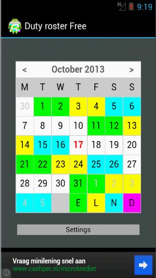 Dutyroster Shiftcalendar